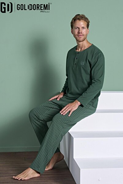 gd goldoremi Muška pidžama sa dugim rukavima i ovratnikom na dugmad Sa prugas...