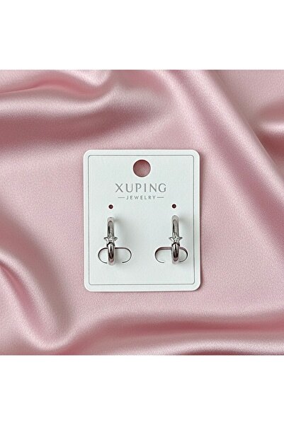 EFSU BİJUTERİ 316L Paslanmaz Çelik Xuping Silver Taşlı Küçük Yıldız Halka Küpe