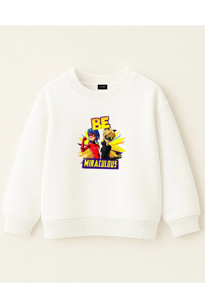 fasardi Be Miraculous Miracle: Ladybug Printed Oversized Long Sleeve Unisex Children's Sweatshirt Without Sharandon