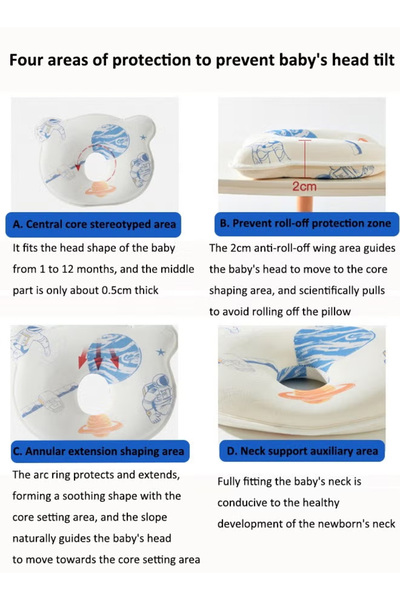 Generic Baby Neck Support Pillow, Baby Head Shaping Pillow, Memory Foam Core, Anti-Flat Head Correction