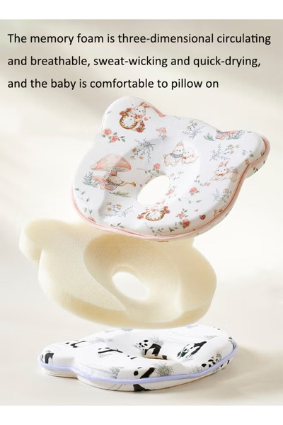 Generic Baby Neck Support Pillow, Baby Head Shaping Pillow, Memory Foam Core, Anti-Flat Head Correction