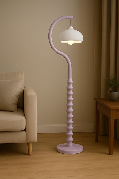 Limon 3D Desing Beton Dokulu Modern Lambader | 40cm Başlık - Minimal Salon Aydınlatma (Ampul Dahildir.)