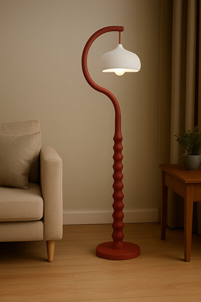 Limon 3D Desing Beton Dokulu Modern Lambader | 40cm Başlık - Minimal Salon Aydınlatma (Ampul Dahildir.)