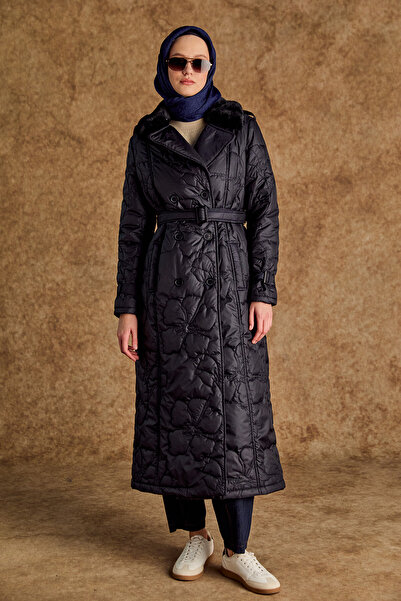 Setrms Suni Kürk Yakalı Kapitone Kruvaze Mont