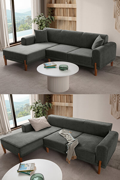 Eymense Mocha Plus Sırt Mekanizmalı Köşe Koltuk Antrasit Sol Köşe