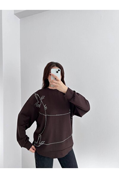 Taş İşlemeli Modal Sweatshirt