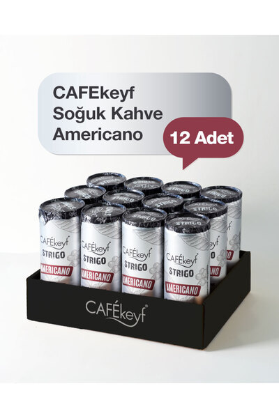 cafekeyf strigo Soğuk Kahve Americano (Şeker İlavesiz) 250ml. x 12 Adet