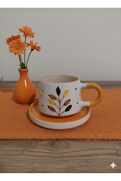 Kütahya Anatolıa Seramik Tabaklı Seramik Kupa(1ADET MİKROFİBER BEZ HEDİYELİ)