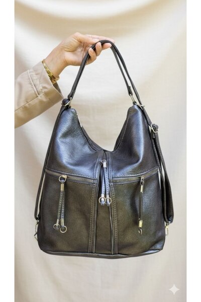 çantamgelsin Γυναικεία τσάντα πλάτης και ώμου από μαλακό δέρμα πολλαπλών τμημ...