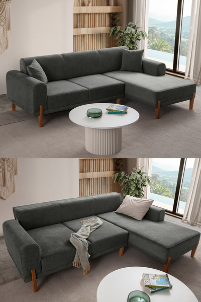 Eymense Mocha Plus Sırt Mekanizmalı Köşe Koltuk Antrasit Sağ Köşe