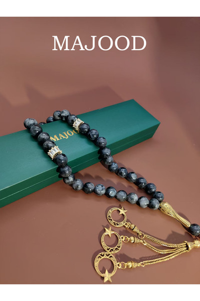 MAJOOD /33 Real Dark Gray Moonstone Prayer Beads/Tasbih/10MM/For Men And Women