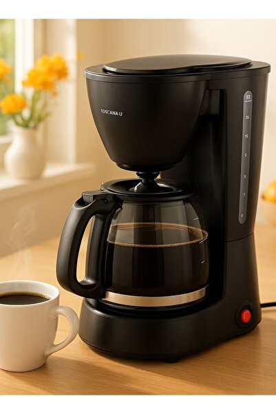 TOSCANA U Coffee maker, 0.75 liter capacity, 650 watts, 6 cups capacity with removable and reusable filter.