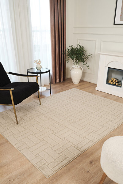 Konfor Halı Krem Yumuşak Dokulu Uzun Ömürlü Lateks Kaymaz Taban Salon Oturma ...