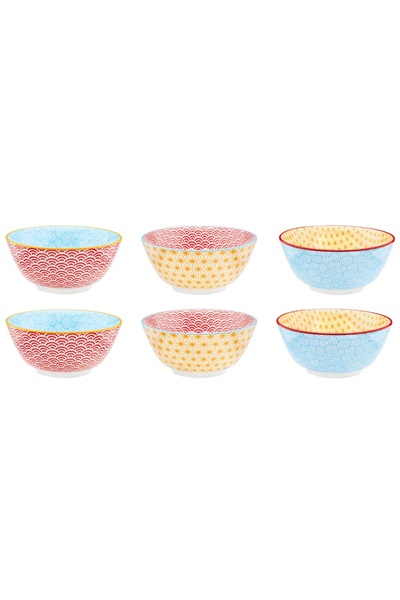 BJORN Set of 6 Soup Bowls, porcelain - Pattern Color collection, 1.2 L