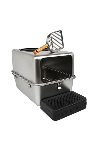 Tigres CleanSteel Premium Paslanmaz Çelik Üstten Girişli Kedi Tuvalet Kabı – ...