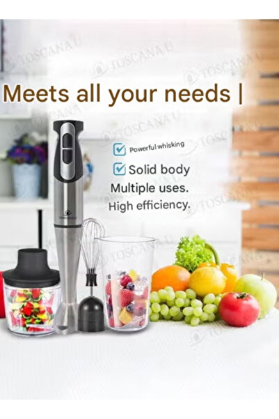 TOSCANA U Hand blender, electric hand blender, 4-in-1 portable blender, chopper, mixer, 850W, 500ml capacity