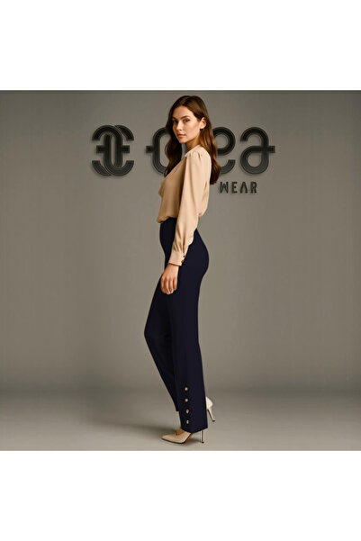 Crea Eymer Wear Ecru Crepe Wide Leg Trousers