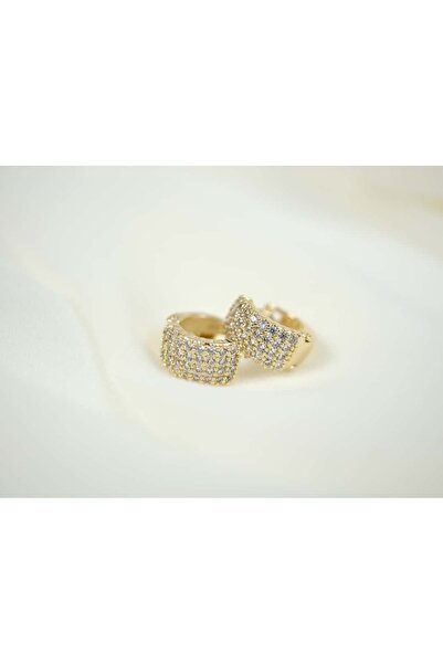 ATELİER TUĞBA أقراط دائرية من الزركون المتسلسل KP029 بتصميم بسيط