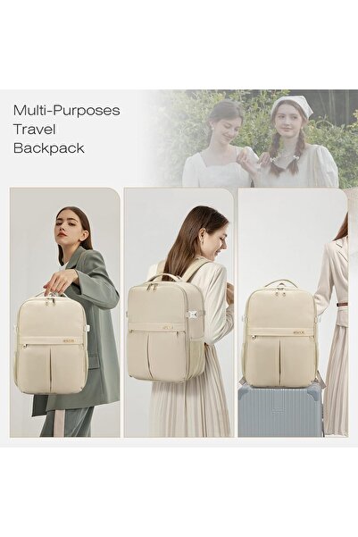 SPAHER Cabin Bag 40x30x20 Wizzair Underseat Laptop Backpack 15.6 Inch - Beige