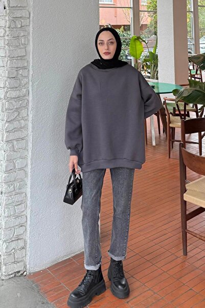 lamelif Jasmin Crew Neck Oversized Sweat Anthracite