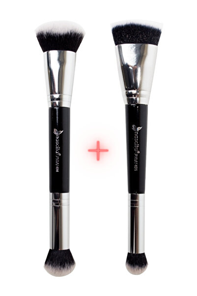 nascita فرشاة مكياج مزدوجة الجوانب (مائلة للأسفل للأساس والكونسيلر) +494 (للتفتيح والتغطية)