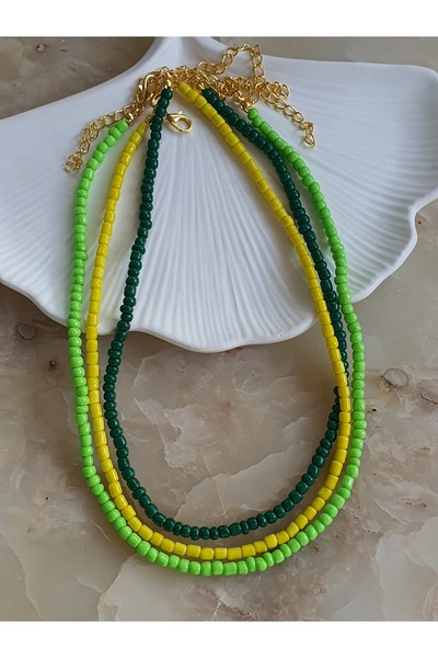 by Natalie 3-Piece Sand Bead Choker Necklace 38 cm