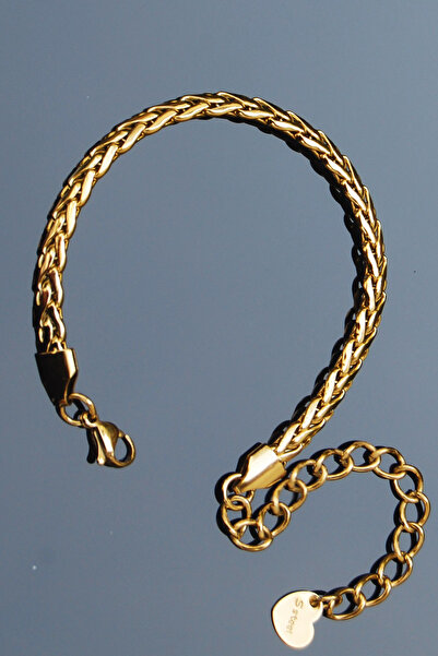 Rua Jewelry Çelik İtalyan Braided Chain Bileklik 5 Mm Altın Renk | Kararmaz ,...