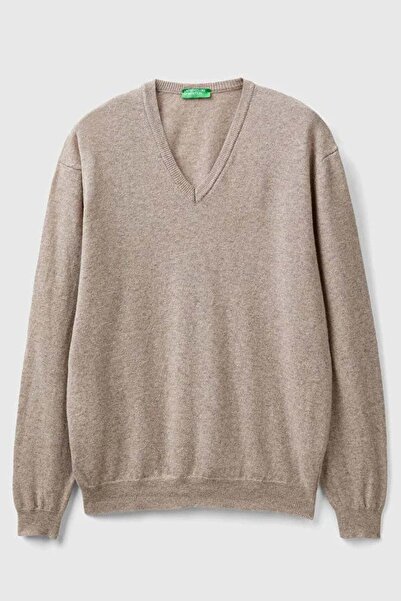 United Colors of Benetton Men's Beige Melange Sweater Model Code: (124A1002U4407530)