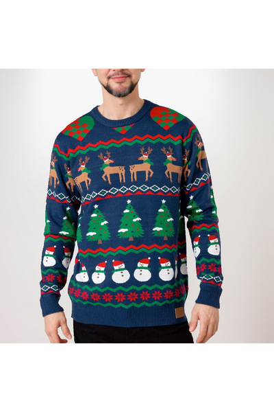 MIXSNOW New men's knitted sweater Christmas casual slim lazy style round neck yarn splicing knitted sweater