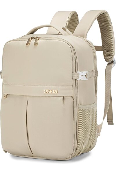 SPAHER Cabin Bag 40x30x20 Wizzair Underseat Laptop Backpack 15.6 Inch - Beige