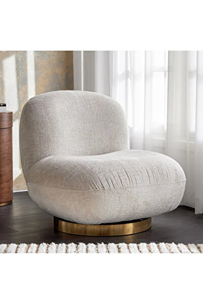 levano كرسي دائري | خشب سويدي وكتان 93×84×79 سم - بيج