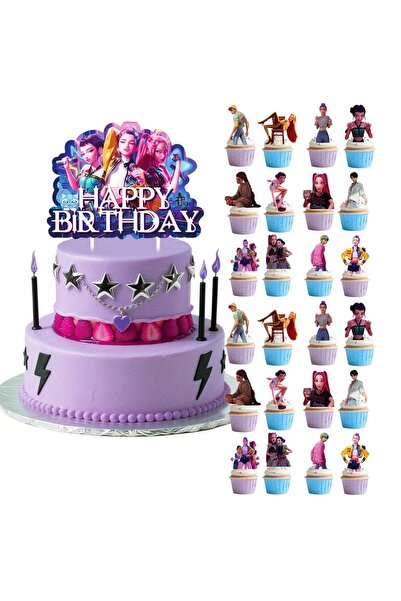 Choice3 25 قطعة من زينة كعكة صائدي الشياطين، زينة عيد ميلاد الأولاد من ساجا، زينة كب كيك، تصميمات مميزة