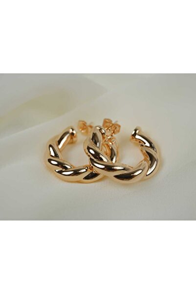 ATELİER TUĞBA Kp020 Gold Curly Earrings Rose
