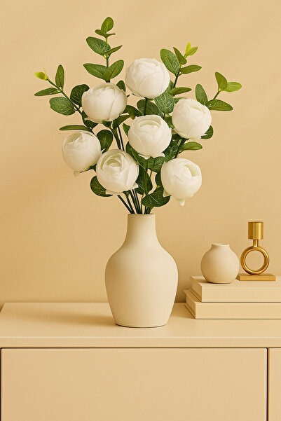 Mottogo Buchet de bujor alb – 7 flori artificiale |   Aranjament decorativ pe...