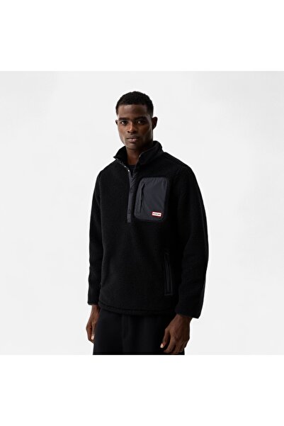 Hunter ATHOL HALF ZIP BORG FLEECE JACKET Erkek Siyah Sweatshirt HARM0017252-HB