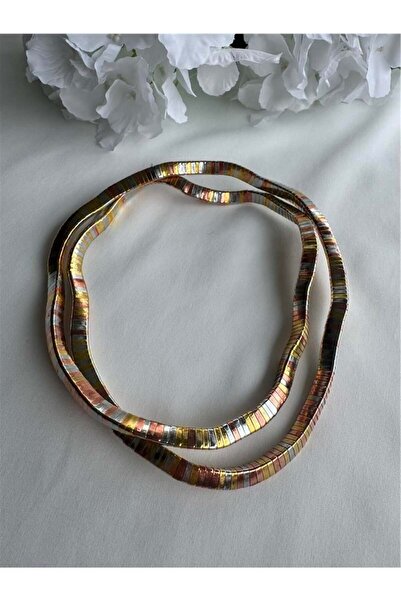 Pelin Aksesuar Multi-Colored Metallic Flat Shapeable Necklace / Bracelet
