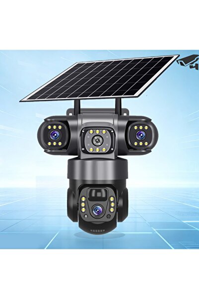 Dobest 9MP 3 Lensli SIM + Güneş Enerjili PTZ Kamera - Gece Görüş, Sesli, 7/24 Profesyonel İzleme