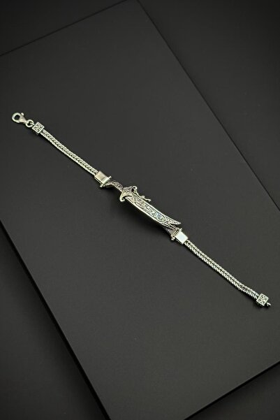 FRNCH 925 Ayar Gümüş Kılıç Figürlü Gümüş Renk Erkek Bileklik FRJ12737-3737-A