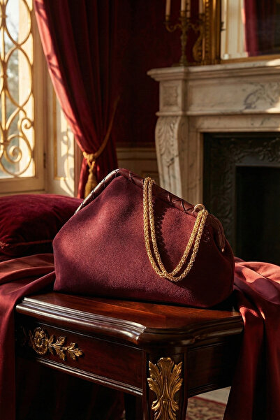 Berlesi Geantă de umăr cu lanț din piele intoarsa burgundy