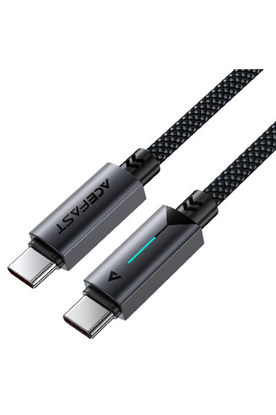 Acefast Charging Data Cable USB-C to USB-C, 1.2M, 60W Fast Charge, Blue Power Indicator, - Black