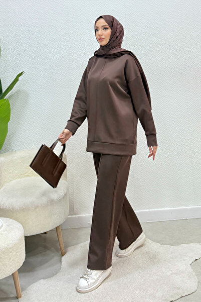 Tesettür Diyarı Σετ θαλάσσιας κατάδυσης Aves Çimalı με χιτζάμπ - Πικρό καφέ