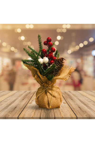 CUTESTUFFSHOP Yılbaşı süsü jüt Çuval Kesesi, Masa Süsü