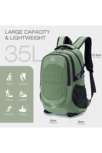 SPAHER Laptop Backpack 17.3 Inch Travel 32L Waterproof Carry-On Bag - Khaki