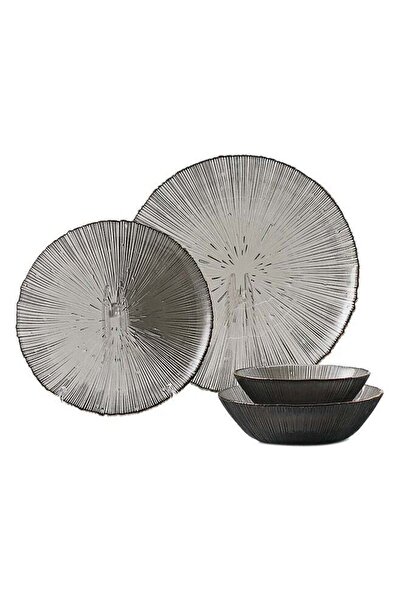 Shuer 4-Piece Glass Tableware Set Grey 26.5x26.5x2cm