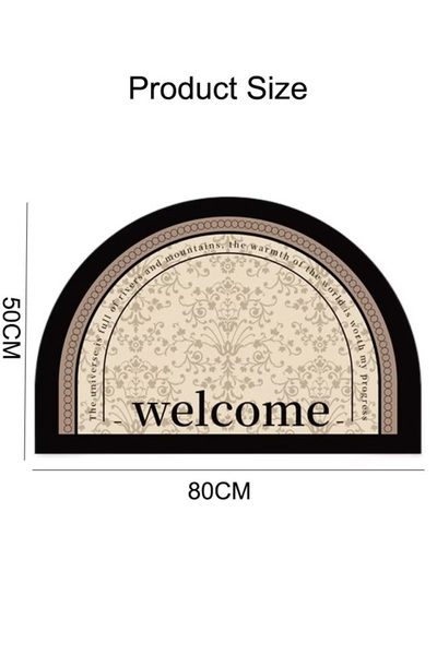 Generic Door Mat Non-Slip Durable Welcome Mat Rubber Bottom Anti-Slip Door Mat Half-Round Door Mat 50*80 cm