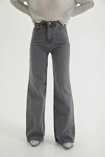 kleshus Çnr Füme Casual Lycra Άνετη Γραμμή Palazzo Τζιν Παντελόνι Jean New-1