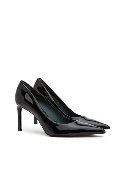 George Hogg Siyah Rugan Deri Topuklu Ayakkabı