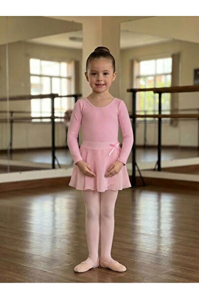 Yıldız Bale Kostüm ve Spor Ürünleri AÇIK PEMBE UZUNKOL SIRTI ÇAPRAZ BALE MAYO...