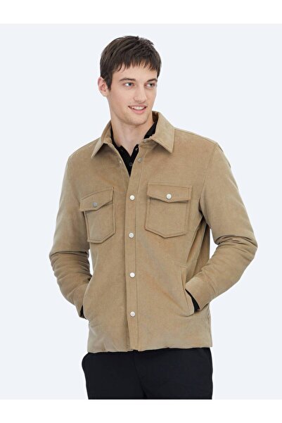 Kip Camel Hair Regular Fit Shirt Collar Casual Woven Coat