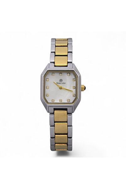Rose Lina Women's square watch in silver and gold with a white dial, water resistant, stainless steel, 3-year warranty